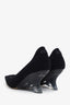 Christian Dior Black Neoprene Pointed Toe Wedge Pumps Size 36