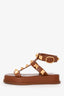 Valentino Brown Leather Roman Studs Platform Sandals Size 38