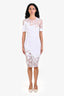 Dolce & Gabbana White Linen Blend Floral-Lace Midi Dress Size S