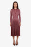 Gucci Pink Metallic Pleated Collared Midi Dress Size XS