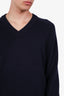 Brunello Cucinelli Navy Cotton Knitted V-Neck Sweater Size 54 Mens