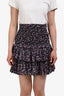 Isabel Marant Etoile Grey/Pink Printed Cotton Ruffled Mini Skirt Size 36