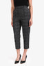 Brunello Cucinelli Grey Wool Beaded Check Trousers Size 6