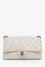 Pre-loved Chanel™ 2014-15 Light Grey Calfskin Quilted Easy Flap Shoulder Bag