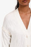 Fendi White Knit FF Jacquard Cardigan with Detachable Sleeves Size 36