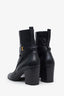 Saint Laurent Black Leather Square Toe Heeled Logo Ankle Boots Size 41
