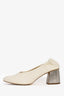 Jil Sander Navy/White Leather Block Heels Size 36.5