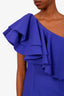 Greta Constantine Purple Ruffled One Shoulder Midi Dress Size M