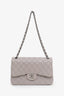 Pre-loved Chanel™ 2013-14 Grey Lambskin Jumbo Double Flap Bag Silver Hardware