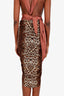 Veronica Beard Leopard Print Silk Ruched Side Midi Skirt Size 0