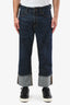 Burberry London Dark Denim Cuffed Wide Leg Jeans Size 34 Mens