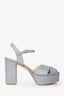 Stuart Weitzman Silver Glitter Platform Block Heels Size 7.5