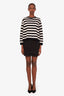 Sandro Black Belted White Stitch Mini Skirt Size 1