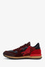 Valentino Red Leather Camo Print Rockstud Sneakers Size 39