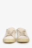 Saint Laurent Cream Canvas Logo Distressed Sneaker Size 37