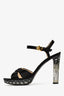 Prada Black Satin Crystal PVC Heels Size 38