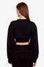 Off-White Black Cropped Crystal Embellished Logo Sweatshirt Size XS