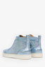 Christian Louboutin Blue Metallic Leather Crystal Louis High-Top Sneakers Size 37