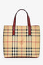 Burberry Brown/Burgundy Novacheck Leather Mini Tote Bag