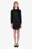 A.L.C Black/Gold Velvet Mock Neck Long Sleeve 'Jane' Mini Dress Size 0