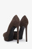 Saint Laurent Brown Suede Pointed-toe Platform Pumps Size 36