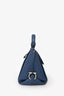 Salvatore Ferragamo Blue Grained Leather Sofia Top Handle With Strap
