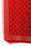 Louis Vuitton Red Silk Wool Blend Monogram Metallic Fringe Scarf