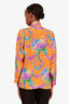 Gucci Yellow Floral Print Silk Neck Tie Blouse Size 42