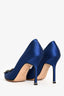 Manolo Blahnik Electric Blue Lace Satin Hangisi Heels Size 6