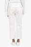 Balmain White Denim Silver Button Details Cropped Pants Size 40
