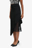 Cushnie Black Silk Blend Asymmetrical Midi Skirt Size 2