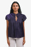 Ulla Johnson Purple Satin 'Agosta' Plissé SS Top Size 2