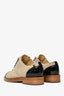 Pre-loved Chanel™ 2018 Taupe/Black Leather Canvas Interlocking CC Logo Oxfords Lace-up Shoes Size 35.5