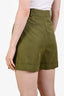 Frame Green Pleated Wide Cuff Shorts Size 6