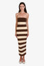 Posse Brown/Cream Striped Strapless Midi Dress Size XS