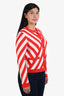 Gucci Red/White Wool Cotton Blend Diagonal Striped Cardigan Size M