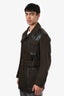 Burberry Brown Leather Canvas Utility Field Jacket Size Medium Mens