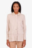 Loro Piana Beige Cotton Leather Trim Collar Jacket Size 40