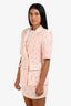 Amanda Uprichard Pink Tweed Short Sleeve Blazer + Mini Skirt Set Size S