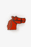 Hermès Silver Tone/Orange Quadridge Horse Twilly Ring