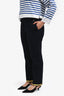 Pre-loved Chanel™ 2019 Navy Blue Tweed Trousers with Yellow Logo Ribbon Trim Size 42