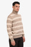 Brunello Cucinelli Beige/Cream Striped Cashmere Turtleneck Sweater Size 52 Mens
