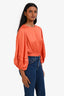 Maje Orange Satin Cropped Long Sleeve Top Size 1