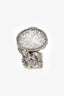 Saint Laurent Silver Tone/White Arty Cocktail Ring Size 5