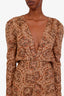 Ronny Kobo Brown Paisley Asymmetrical 'Astrid' Midi Dress Size XS