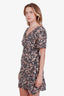 Isabel Marant White/Multicolour Silk Flower Print Rouched Dress Size XS
