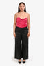 Rosetta Getty Black Lambskin Wide-Leg Pants Size 12