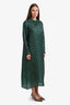 Sofie D'Hoore Green Polka Dot Printed Organza Silk Oversized Shirt Dress Size 38