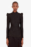 Smythe Black/Gold Puff Sleeve Knit Top Size S