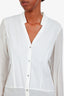 Helmut Lang White Cotton Silk Sheer Distressed Button Down Top Size P